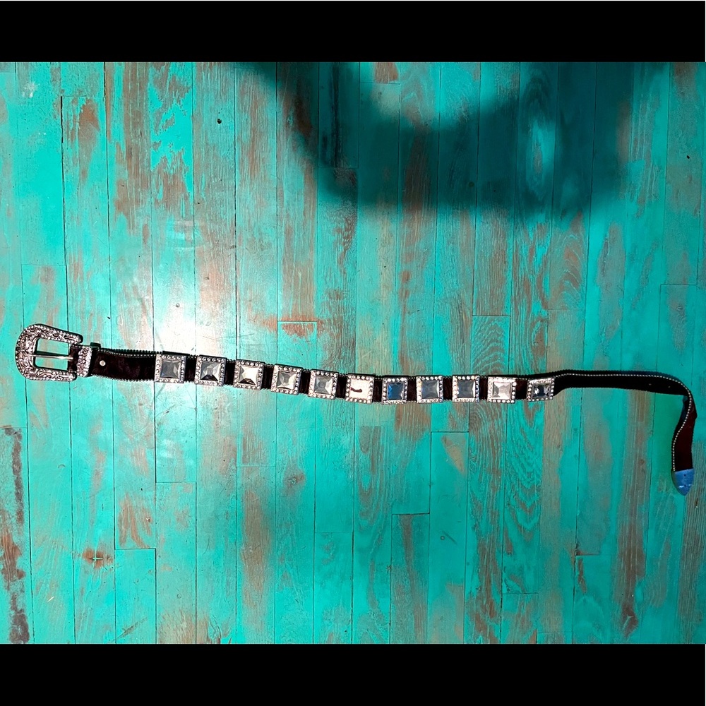 Ladies Western Genuine Leather/Cowhide Crystal Bling Belt Size M/L 34